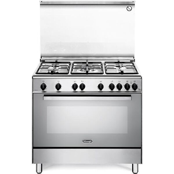 delonghi dgvx 96 ed2 cucina a gas 5 fuochi con forno a gas ventilato 90x60 cm classe a colore inox - dgvx 96 ed2