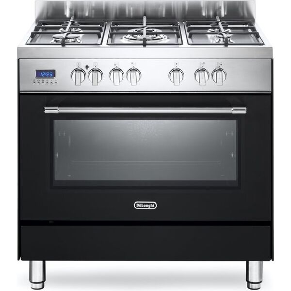 delonghi pro 96 ma cucina a gas 5 fuochi forno elettrico multifunzione ventilato con grill larghezza x profondità 90x60 cm con colore antracite / inox - pro 96 ma linea pro