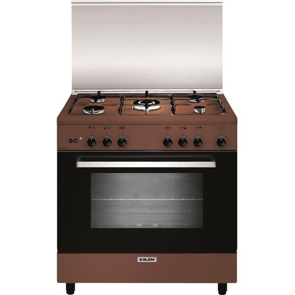 glem gas a855gc cucina a gas 5 fuochi forno a gas con grill larghezza x profondità 80x50 cm classe energetica a con coperchio colore marrone - a855gc linea alpha