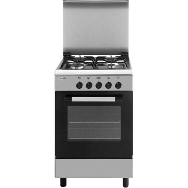 glem gas ae55mi cucina a gas 4 fuochi forno elettrico con grill larghezza x profondità 53x50 cm classe energetica a con coperchio colore inox - ae55mi linea alpha