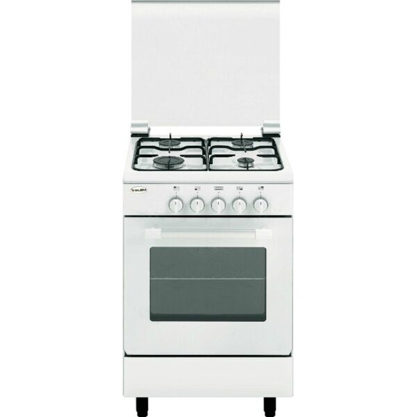 glem gas ae55mx cucina a gas 4 fuochi forno elettrico con grill larghezza x profondità 53x50 cm classe energetica a con coperchio colore bianco - ae55mx linea alpha