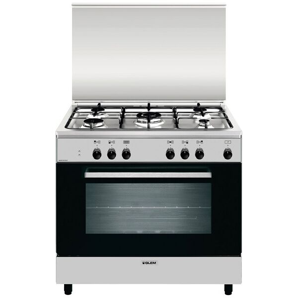 glem gas an965ei cucina a gas 5 fuochi forno elettrico multifunzione con grill larghezza x profondità 90x60 cm classe energetica a coperchio in cristallo - an965ei serie alpha