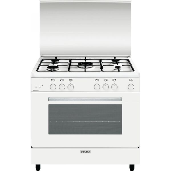 glem gas an965gx cucina a gas 5 fuochi (1 tripla corona) forno a gas con grill elettrico larghezza x profondità 90x60 cm classe a colore bianco - an965gx