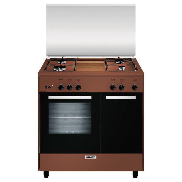 glem gas ar854gc cucina a gas 4 fuochi forno a gas con grill larghezza x profondità 80x50 cm classe energetica a con coperchio vano portabombola colore marrone - ar854gc linea alpha