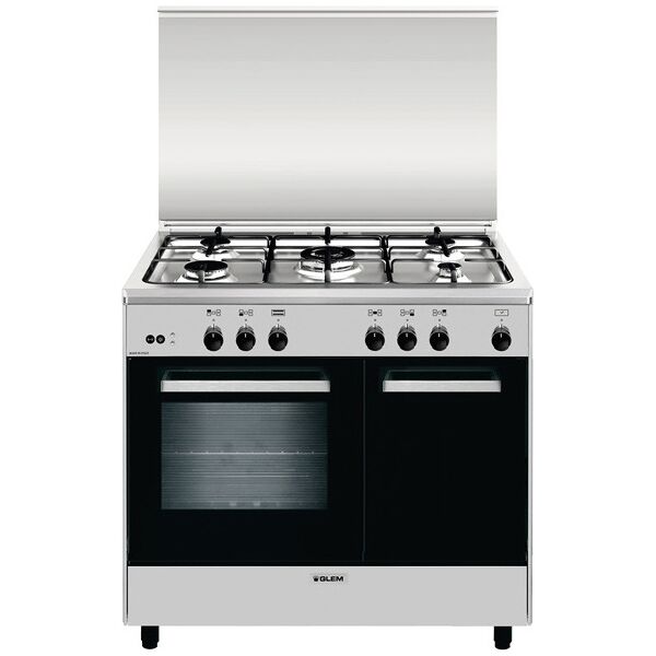 glem gas ar965gi cucina a gas 5 fuochi forno a gas con grill larghezza x profondità 90x60 cm classe energetica a con coperchio vano portabombola colore inox - ar965gi linea alpha