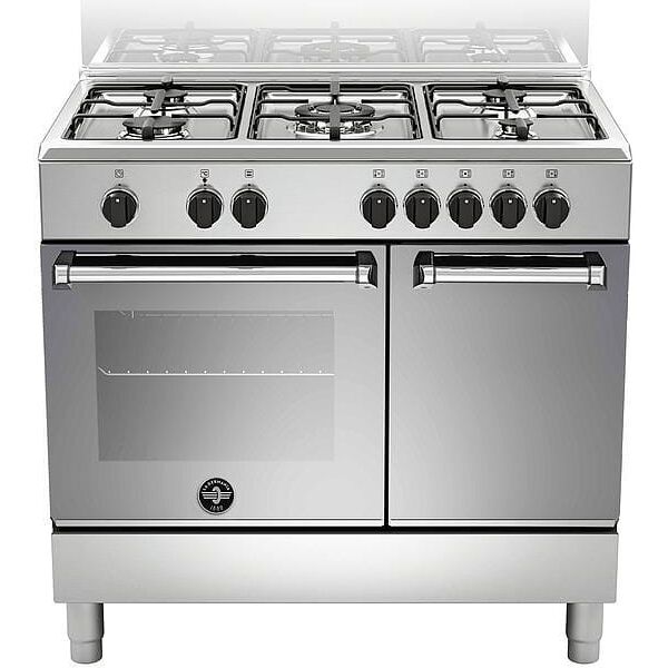 la germania amn9p5exv cucina a gas 5 fuochi forno elettrico multifunzione con grill larghezza x profondità 90x60 cm colore inox - amn9p5exv