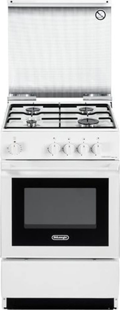 delonghi sesw 554 ned cucina a gas 4 fuochi forno elettrico con grill larghezza x profondità 50x50 cm con coperchio colore bianco - sesw 554 ned linea smart