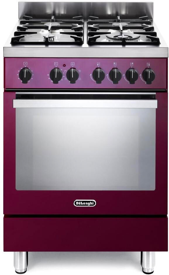 delonghi demr 64 ed cucina a gas 4 fuochi forno elettrico con grill l x p 59 x 60 cm classe energetica a colore bordeaux - demr 64 ed