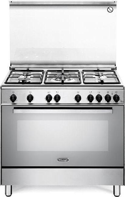 delonghi dgvx 96 ed2 cucina a gas 5 fuochi con forno a gas ventilato 90x60 cm classe a colore inox - dgvx 96 ed2