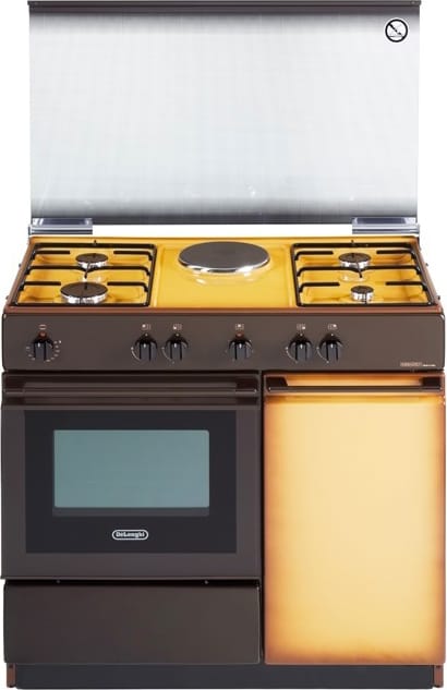 delonghi sek 8541 n ed cucina a gas 4 fuochi + 1 piastra forno elettrico con grill lxp 90x50 cm con coperchio vano portabombola colore beige / marrone -sek 8541 n ed