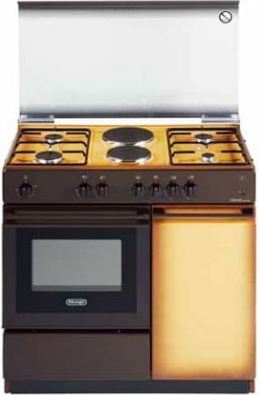 delonghi sek 8542 n ed cucina a gas 4 fuochi + 2 piastre forno elettrico con grill larghezza x profondità 86x50 cm con coperchio e vano portabombola colore coppertone - sek 8542 n ed linea smart