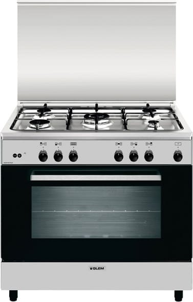 glem gas an965gi cucina a gas 5 fuochi forno a gas con grill elettrico larghezza x profondità 90x60 cm classe energetica a colore inox - an965gi