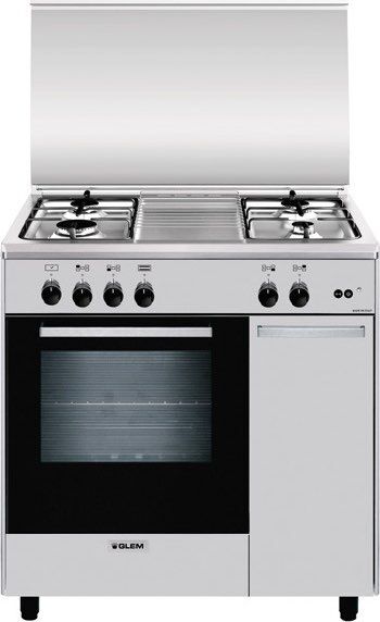 glem gas as854gi cucina a gas 4 fuochi forno a gas con grill elettrico larghezza x profondità 80x50 cm classe a colore inox - as854gi serie alpha