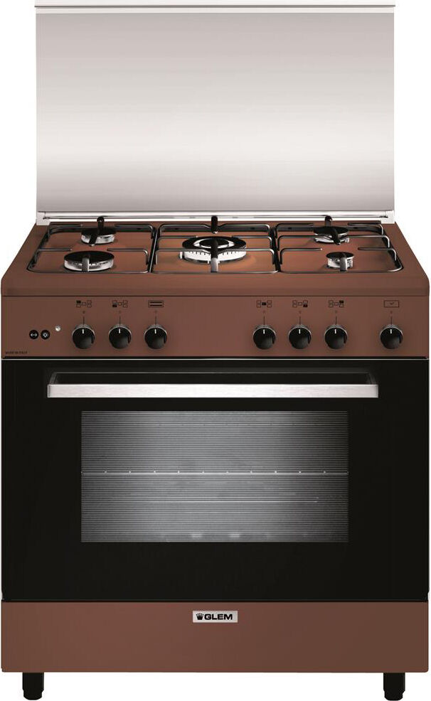 glem gas a855gc cucina a gas 5 fuochi forno a gas con grill larghezza x profondità 80x50 cm classe energetica a con coperchio colore marrone - a855gc linea alpha