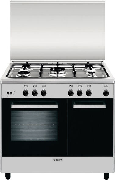 glem gas ar965gi cucina a gas 5 fuochi forno a gas con grill larghezza x profondità 90x60 cm classe energetica a con coperchio vano portabombola colore inox - ar965gi linea alpha