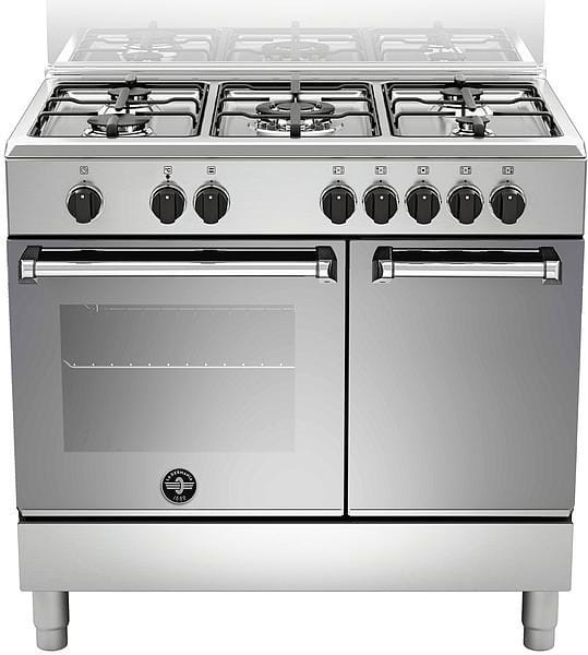 la germania amn9p5exv cucina a gas 5 fuochi forno elettrico multifunzione con grill larghezza x profondità 90x60 cm colore inox - amn9p5exv