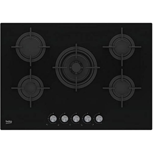 beko hilw 75222 s hilw 75222 s piano cottura 5 fuochi a gas 75 cm (1 bruciatore wok) colore nero