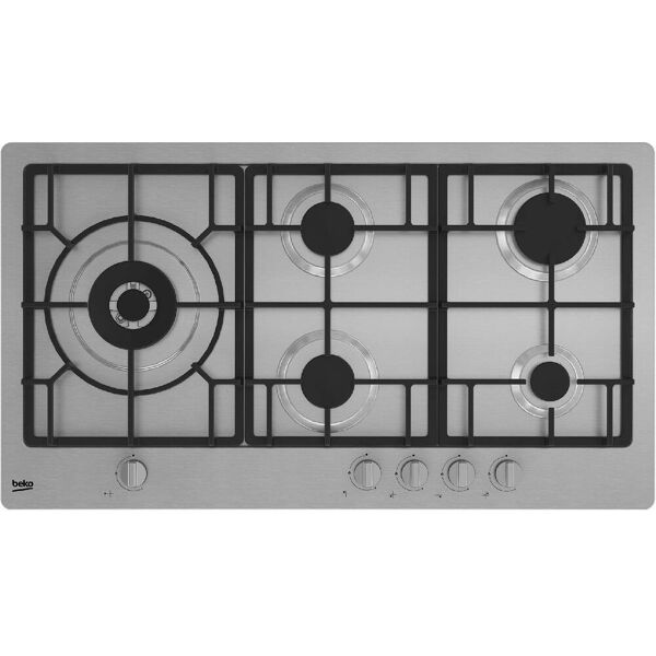 beko himl 95225 sxe himl 95225 sxe piano cottura 5 fuochi a gas 90 cm griglie in ghisa (1 bruciatore wok) colore inox