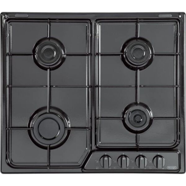 delonghi ynf46asv ynf 46 asv piano cottura 4 fuochi a gas 60 cm colore nero