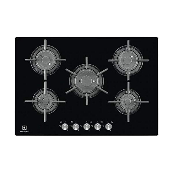 electrolux pvf750uon pvf750uon serie gas on glass piano cottura 5 fuochi a gas 75 cm griglie in ghisa colore nero