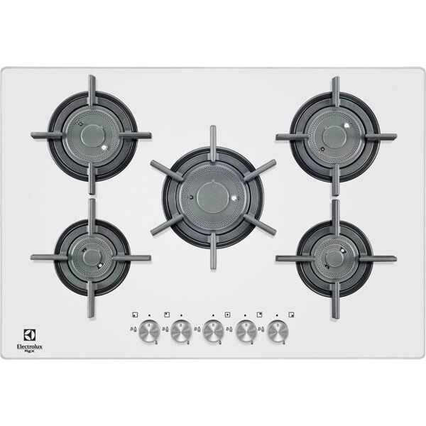 electrolux pvf 750 uob pvf 750 uob linea gas on glass piano cottura 5 fuochi a gas 75 cm griglie in ghisa colore bianco