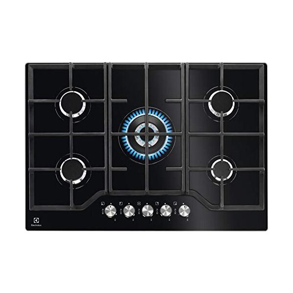 electrolux pvn752uov pvn752uov piano cottura 5 fuochi a gas 75 cm griglie in ghisa (1 bruciatore wok) colore nero