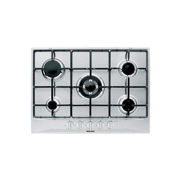 glem gas p5gfxv piano cottura 5 fuochi a gas da incasso (1 bruciatore wok) larghezza 70 cm colore inox - p5gfxv