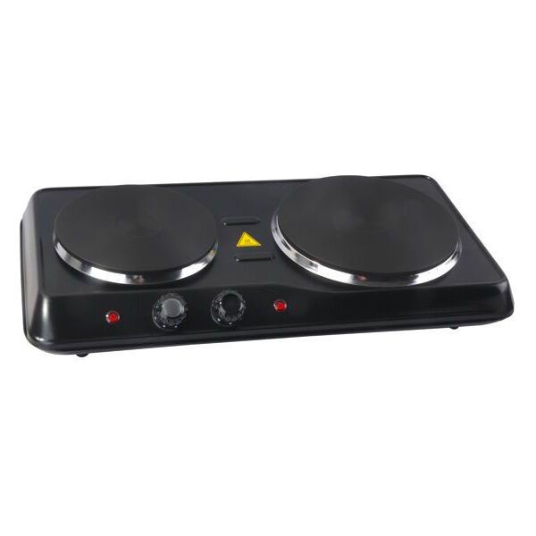 syntesy hd2011b fornello elettrico 2 piastre potenza 2500 watt con termostato colore nero - hd2011b