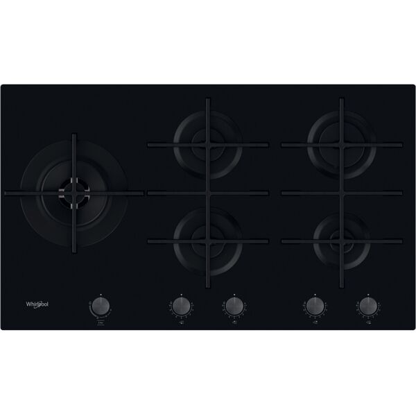 whirlpool gowl 958/nb gowl 958/nb piano cottura 5 fuochi a gas 86 cm piano in vetro colore nero