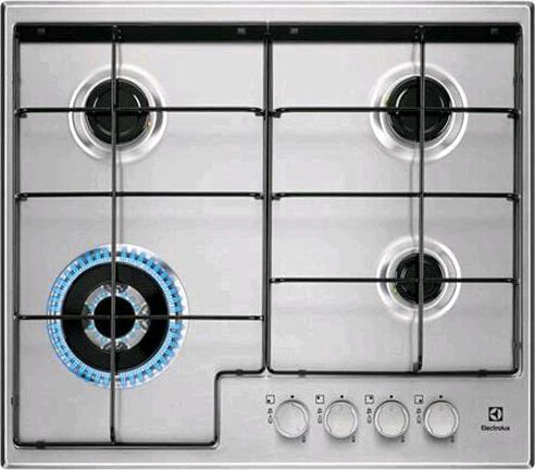 electrolux egs6434x piano cottura 4 fuochi a gas (1 bruciatore wok) colore inox larghezza 60 cm - egs6434x