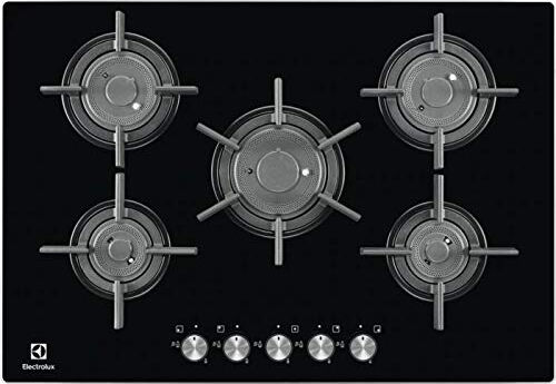 electrolux pvf750uon pvf750uon serie gas on glass piano cottura 5 fuochi a gas 75 cm griglie in ghisa colore nero
