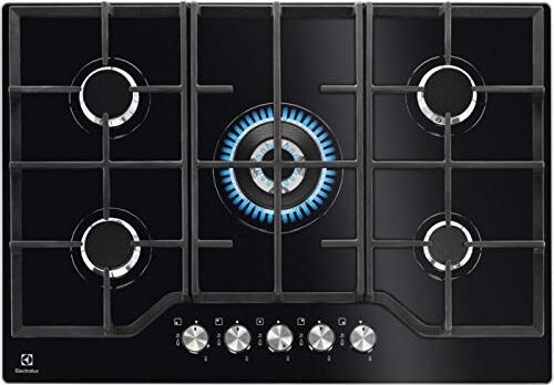 electrolux pvn752uov pvn752uov piano cottura 5 fuochi a gas 75 cm griglie in ghisa (1 bruciatore wok) colore nero