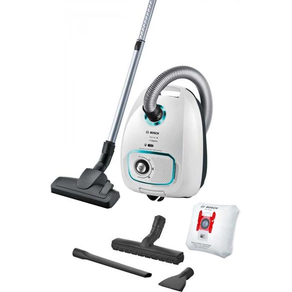 bosch bgbs4hyg1 aspirapolvere con sacco a traino potenza 600 watt filtro estraibile colore bianco - bgbs4hyg1 series 4