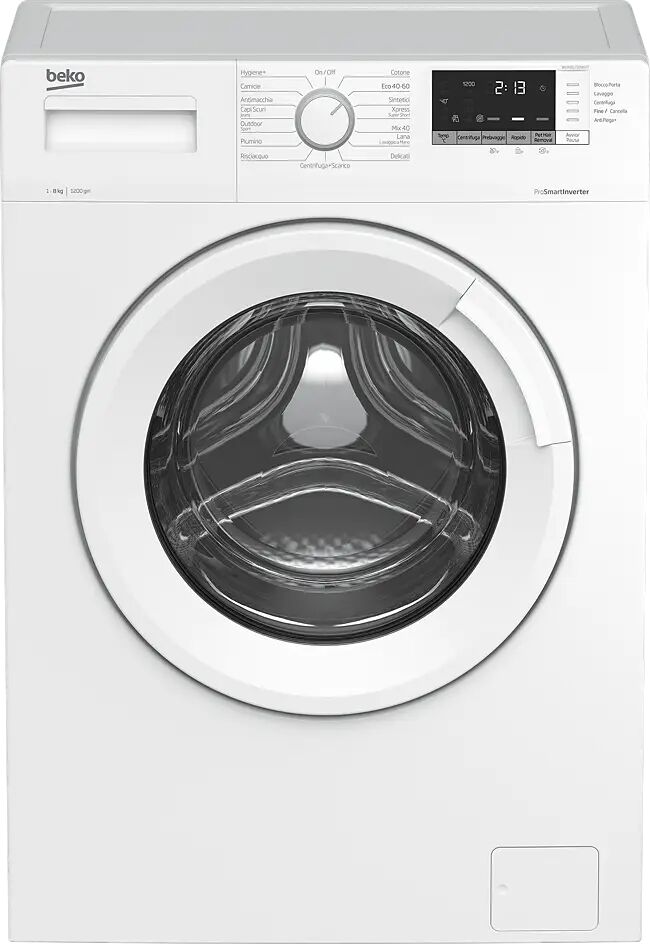 beko wux81232wi/it wux81232wi/it lavatrice 8 kg classe energetica c centrifuga 1200 giri profondità 55 cm motore inverter