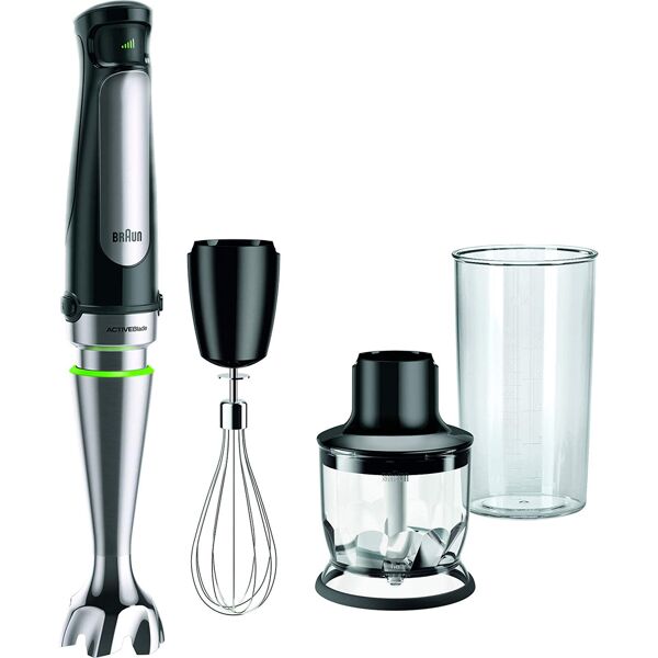 braun mq 7025 x frullatore immersione minipimer potenza 1000 w + accessori colore nero / silver - mq 7025 x