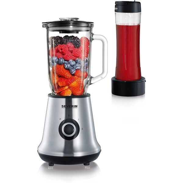 severin sm 3737 frullatore con bicchiere capacità 1 litri tritaghiaccio potenza 500 watt 2 velocità e tasto pulse + smoothie 0,6 litri - sm 3737