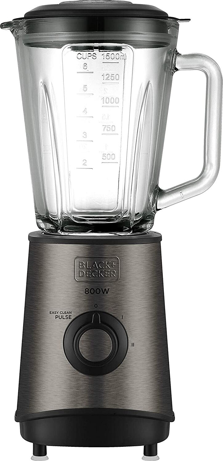 black & decker bxjb800e frullatore con bicchiere capacità 1,5 litri potenza 800 watt tritaghiaccio funzione pulse colore acciaio inox - bxjb800e