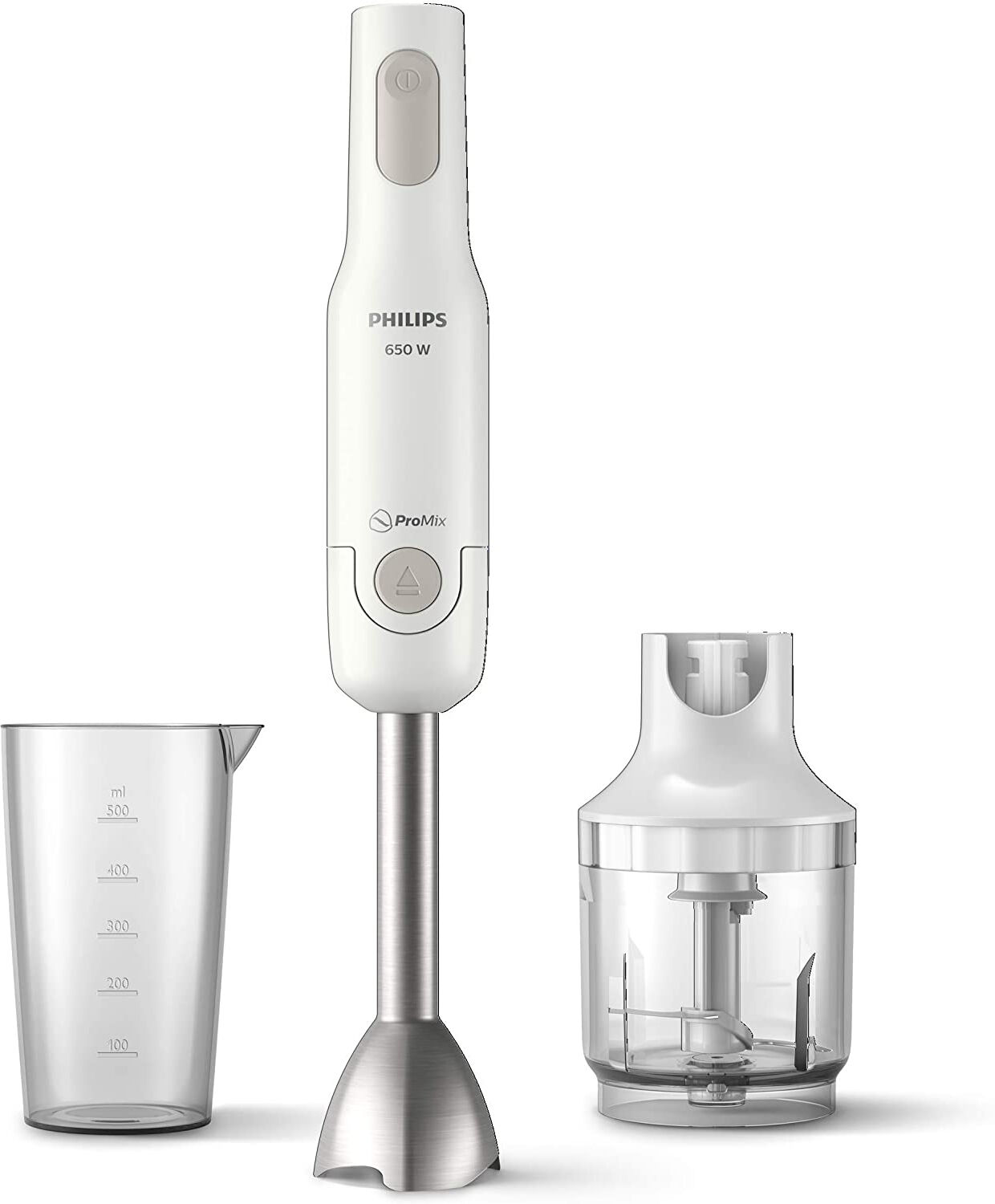 philips hr2535/00 frullatore ad immersione minipimer potenza 650 watt con tritatutto colore bianco - hr2535/00