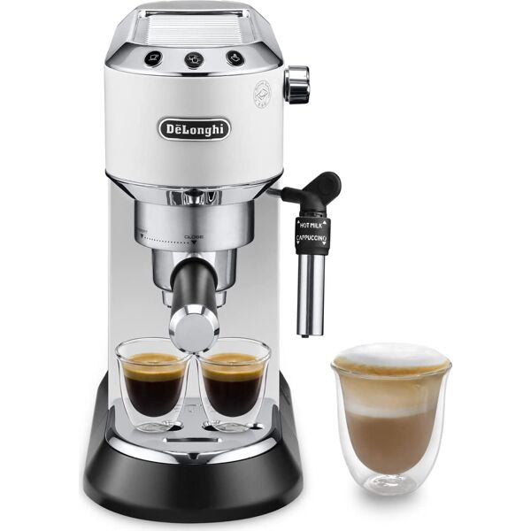 delonghi ec 685.w dedica style macchina caffé cialde e caffé macinato in polvere espresso manuale con erogatore di vapore colore bianco ec 685.w