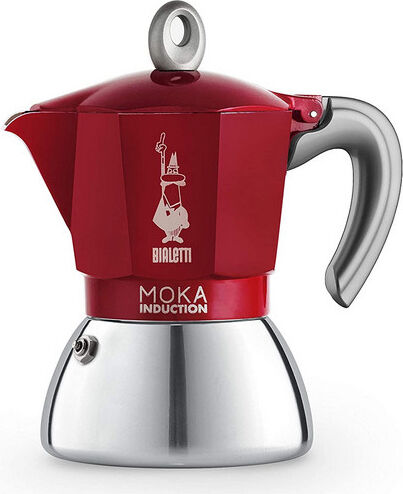 bialetti 0004833 macchina caffè caffettiera moka 6 tazze colore rosso - 0004833 moka induction