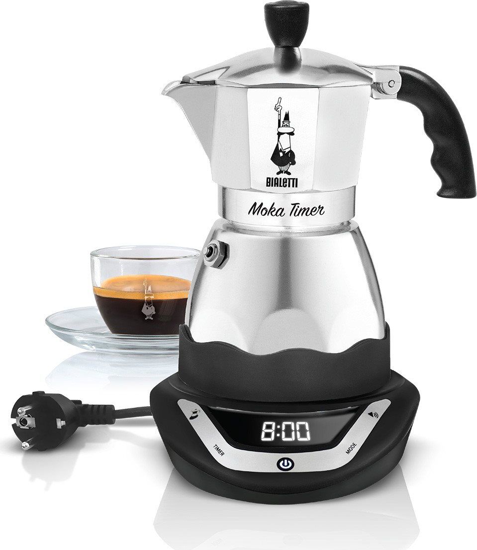 bialetti coffee timer 3 tz caffettiera elettrica moka 3 tazze sistema di ricarica macinato in polvere timer programmabile - 0006092eu moka timer