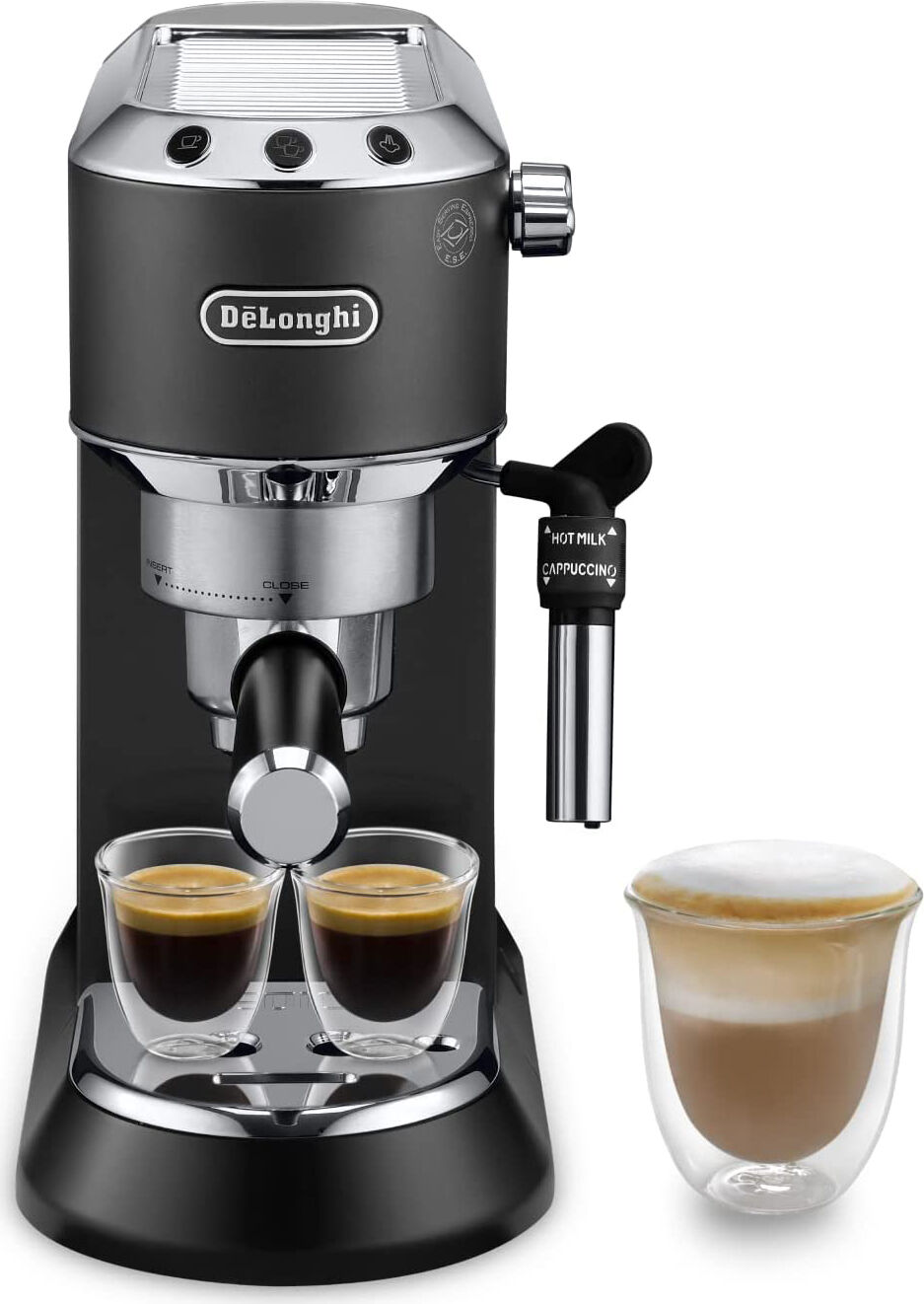 delonghi ec 685.bk dedica style macchina caffé cialde e caffé macinato in polvere espresso manuale con erogatore di vapore colore nero ec 685.bk