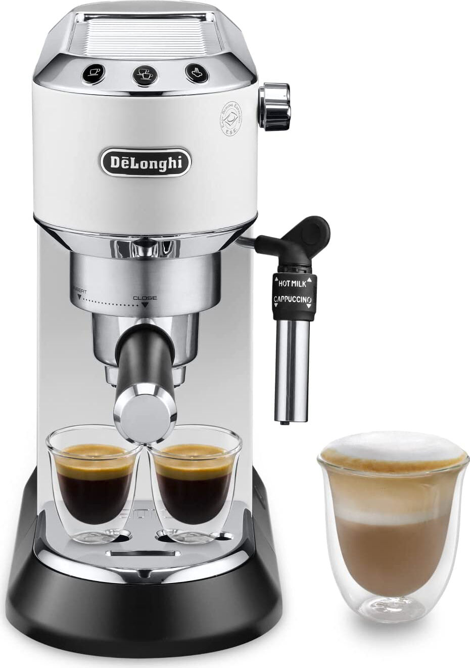 delonghi ec 685.w dedica style macchina caffé cialde e caffé macinato in polvere espresso manuale con erogatore di vapore colore bianco ec 685.w