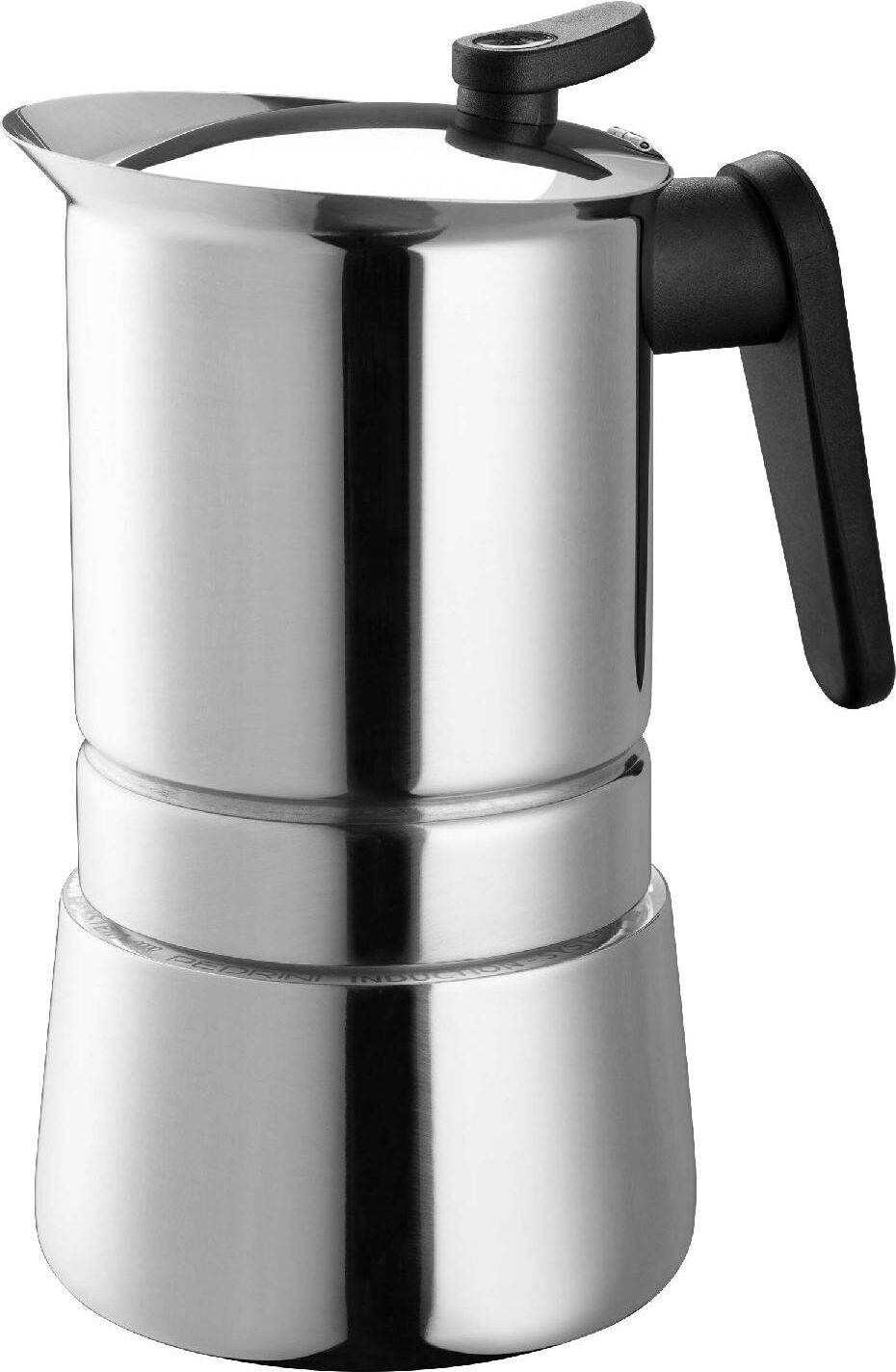 pedrini 02cf039 macchinetta caffé moka 10 tazze steel moka acciaio inox 18/10 fondo per induzione 02cf039