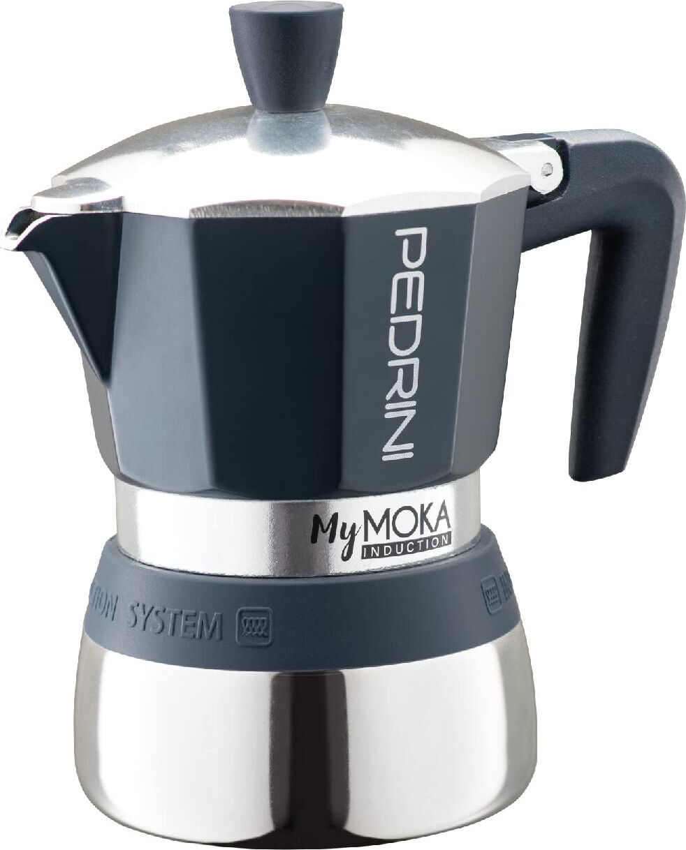 pedrini pd412064 caffettiera my moka 3 tazze per induzione fascia silicone tortora - pd412064