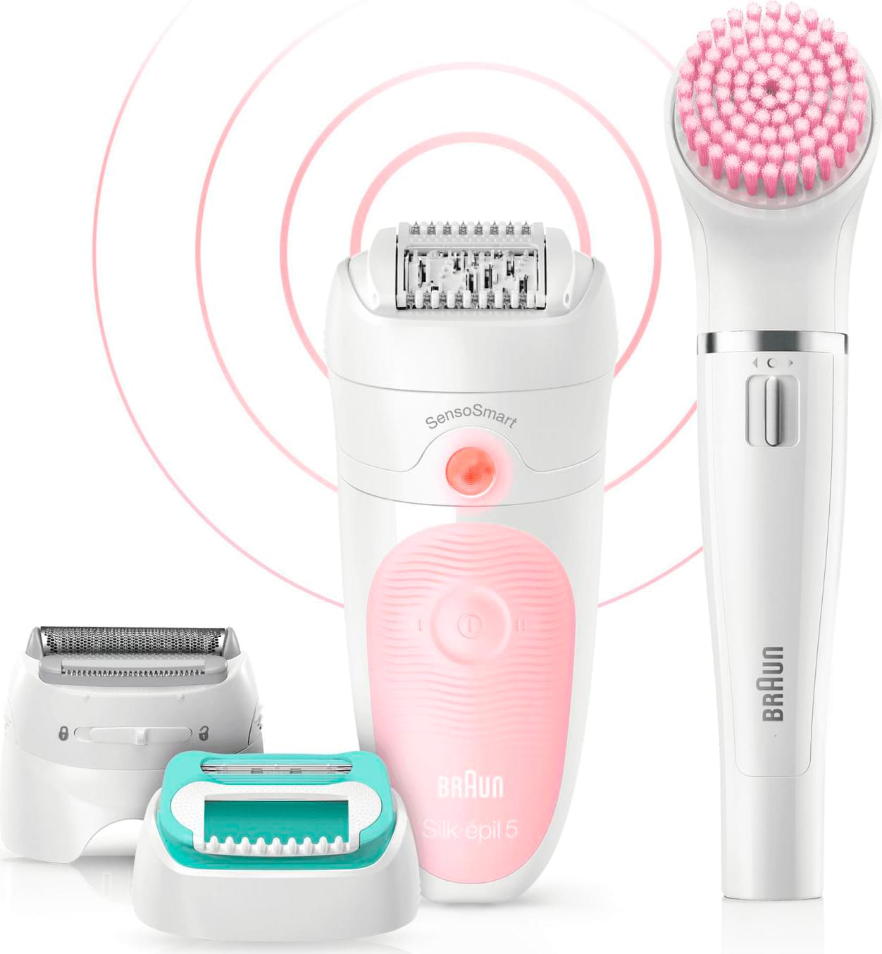 braun 5875 silk-Épil 5 - epilatore elettrico wet&dry 2 velocità + accessori sensore di pressione senso smart colore rosa - 5875 silk epil sensor s