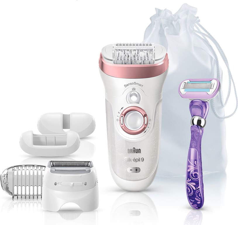 braun se9-870 epilatore elettrico wet&dry 2 velocità + 7 accessori sensore di pressione senso smart colore oro rosa - 9/870 silk-Épil 9