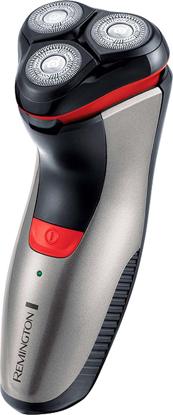 remington pr1350 rasoio elettrico ricaricabile 3 lame rotanti in acciaio colore argento rosso - pr1350