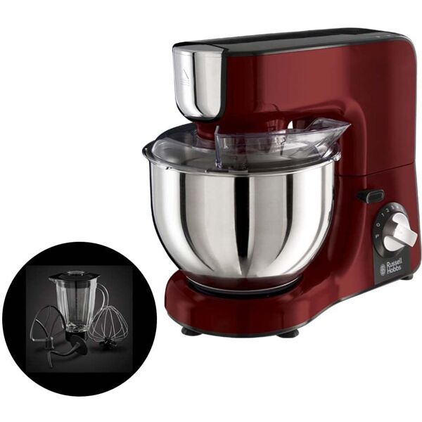 russell hobbs 23480-56 impastatrice planetaria capacità ciotola 5 litri 8 velocità potenza 1000 watt + bicchiere frullatore 1.5 litri colore rosso - 23480-56 desire