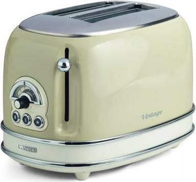 ariete 155/03 tostapane 2 fette potenza 810 watt 6 livelli di cottura funzione scongelamento e cassetto fondo raccoglibriciole colore beige - 155/03 toaster vintage